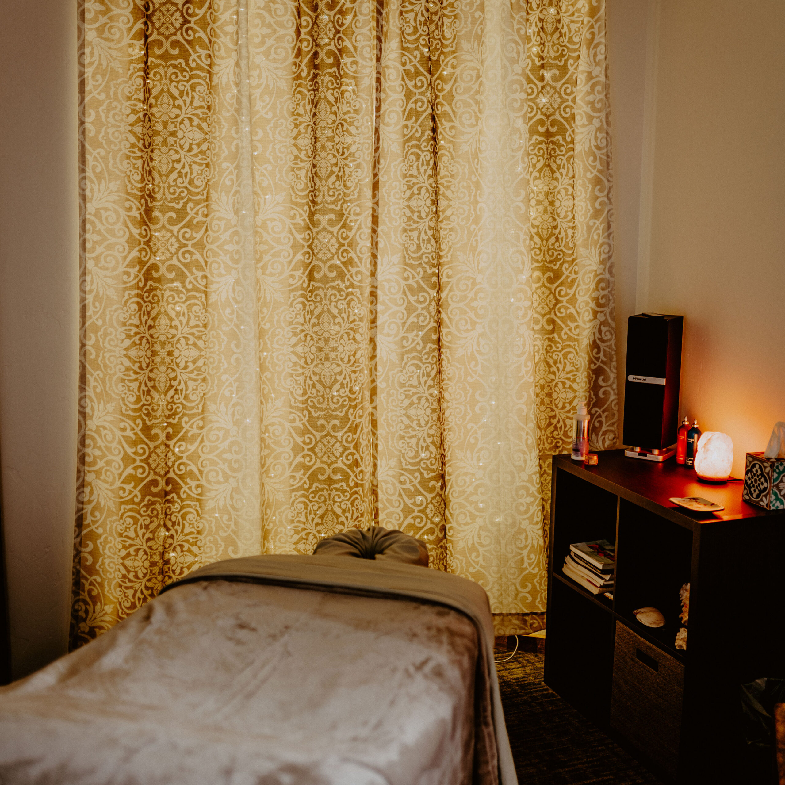 Massage therapy room prepared for a therapeutic session at Windy Ridge Chiropractic