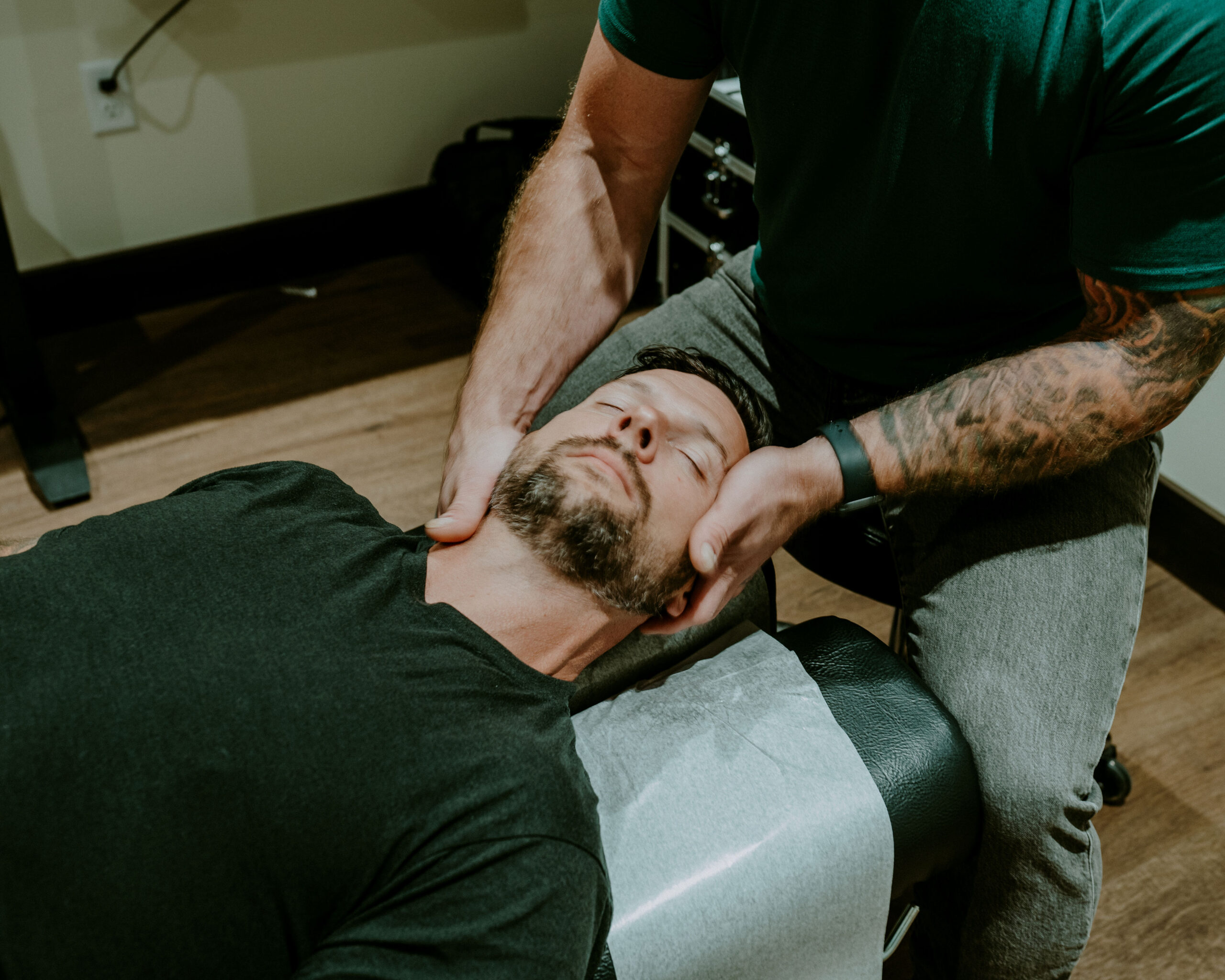 Cervical chiropractic adjustment at Windy Ridge Chiropractic
