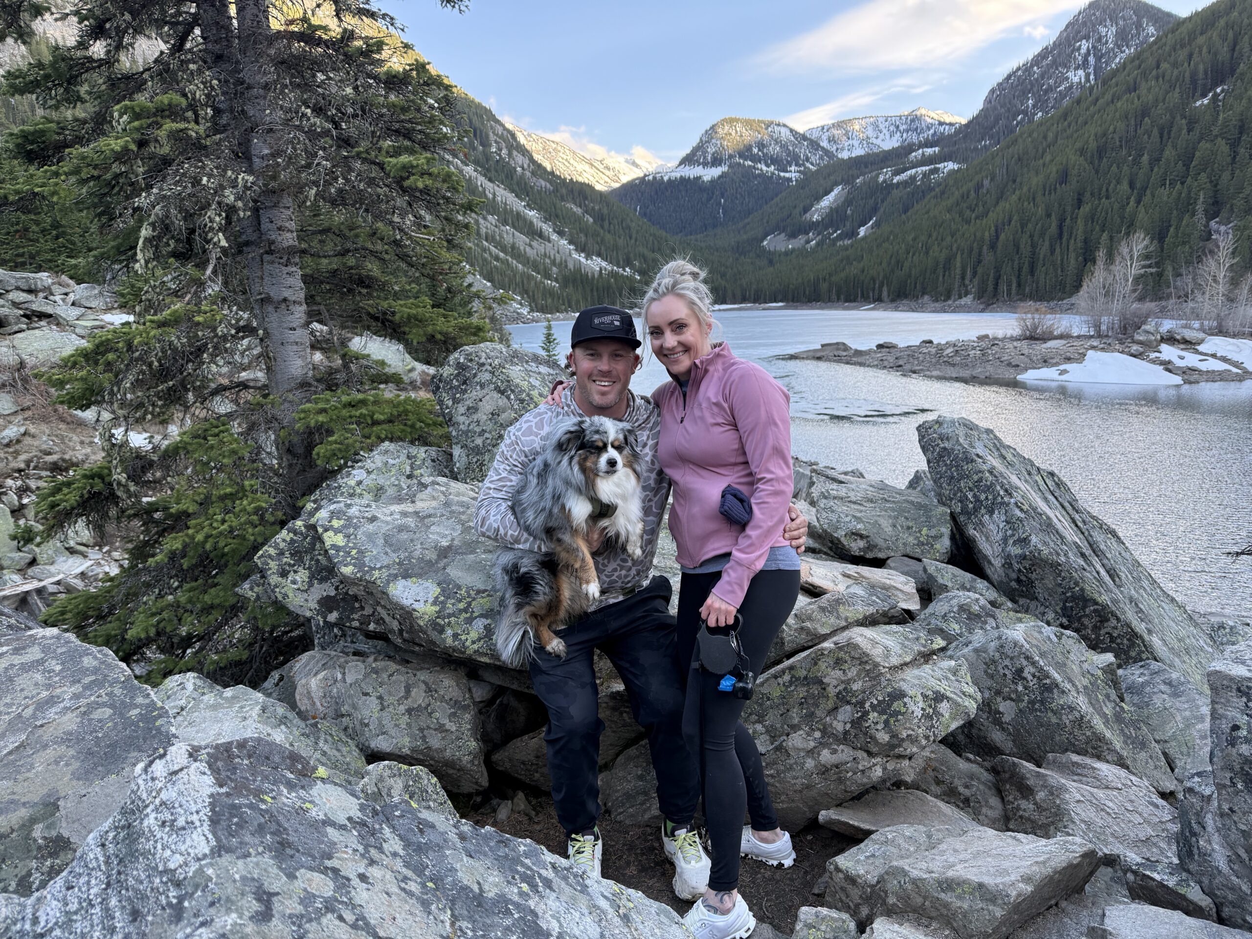 Nichole Wambsgans with her husband Mike and one of their dogs